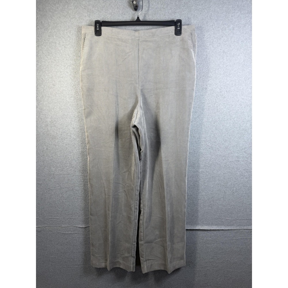 Alfred Dunner Pants Womens 18 Gray Corduroy Elastic Waist Pull On Relaxed Casual